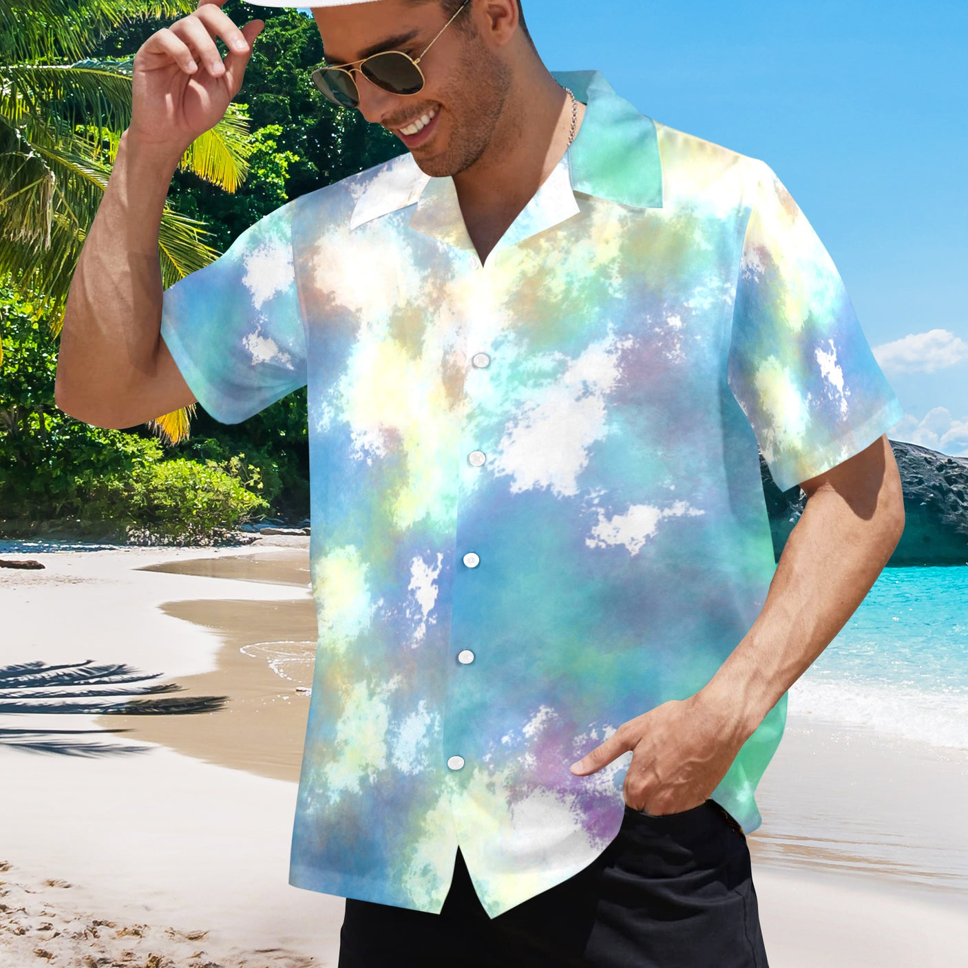 Pastel Tie Dye Hawaiian Shirt