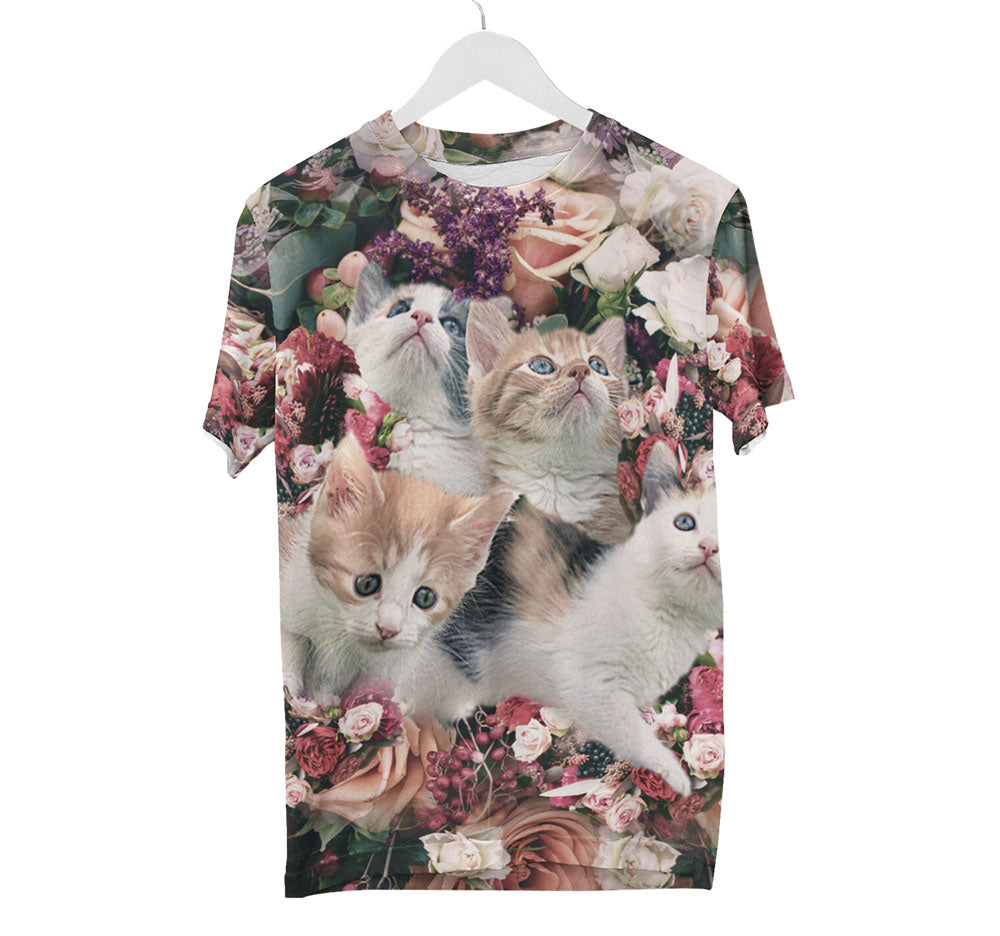 Chemise de chat de fleur | T-shirts AOP 3D