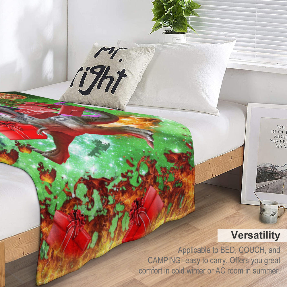 Cat Dinosaur Christmas Throw Blanket