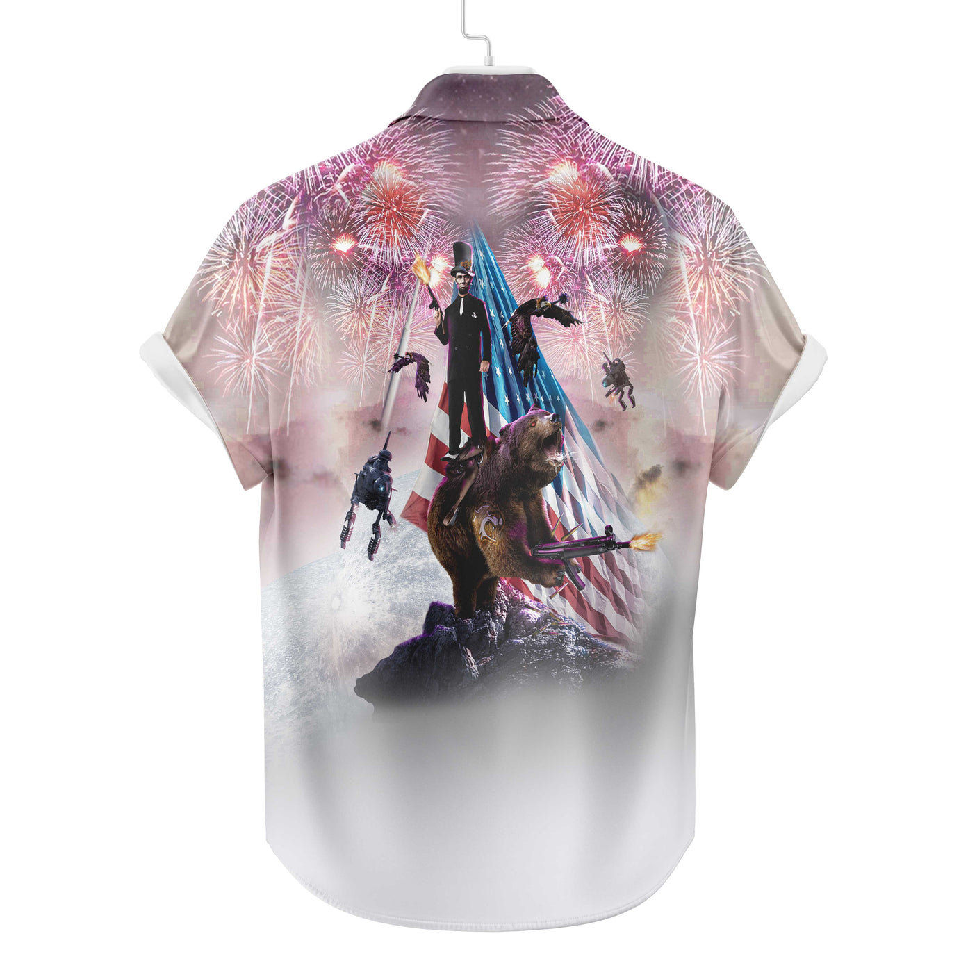 Abe Lincoln Riding Bear Hawaiian Shirt | Button Up Down Shirt