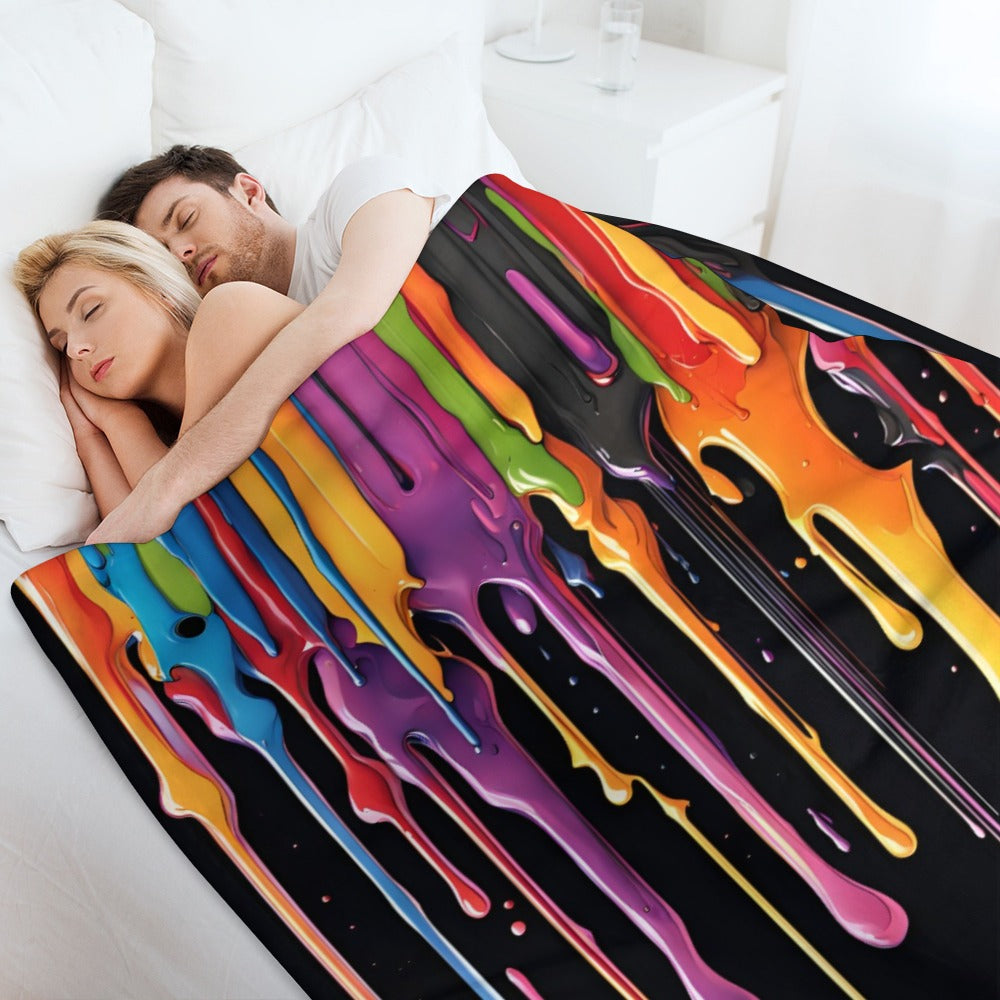 Rainbow Paint Drip Throw Blanket