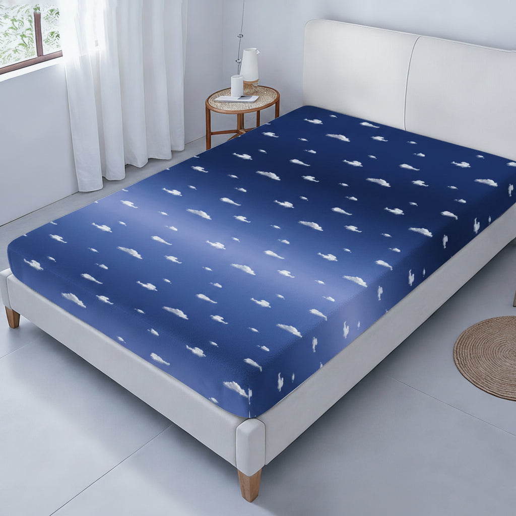 Cloud Twin Fitted Sheet – Blue Sky Bedding, 39 x 75 x 15 in