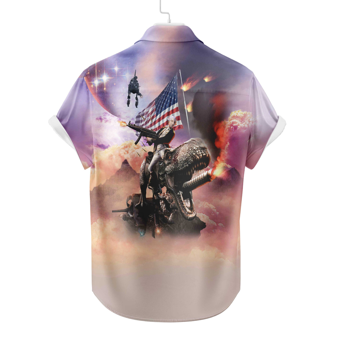 George Washington reitet Dinosaurier Hawaiihemd | Button Up Down Hemd