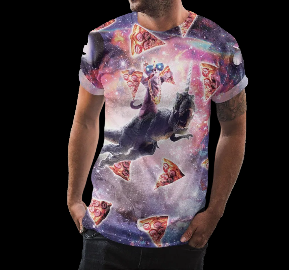 Pizza Cat Riding Dinosaur Shirt - Random Galaxy Official