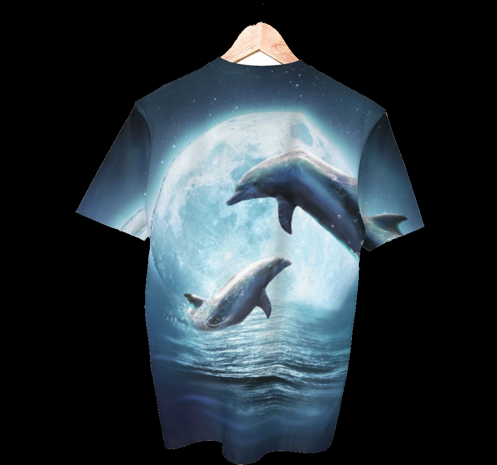 Moon Dolphin Shirt | AOP 3D Tee Shirts - Random Galaxy Official