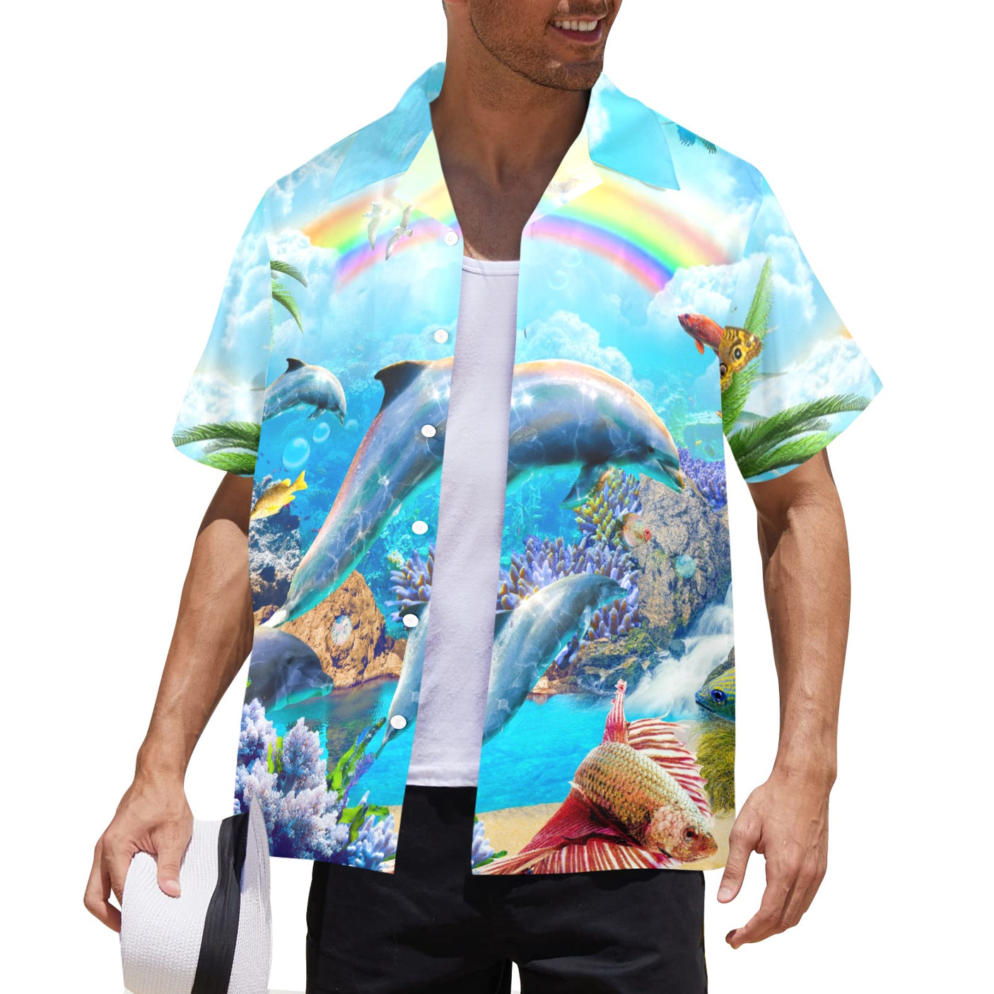 Rainbow Dolphin Hawaiian Shirt