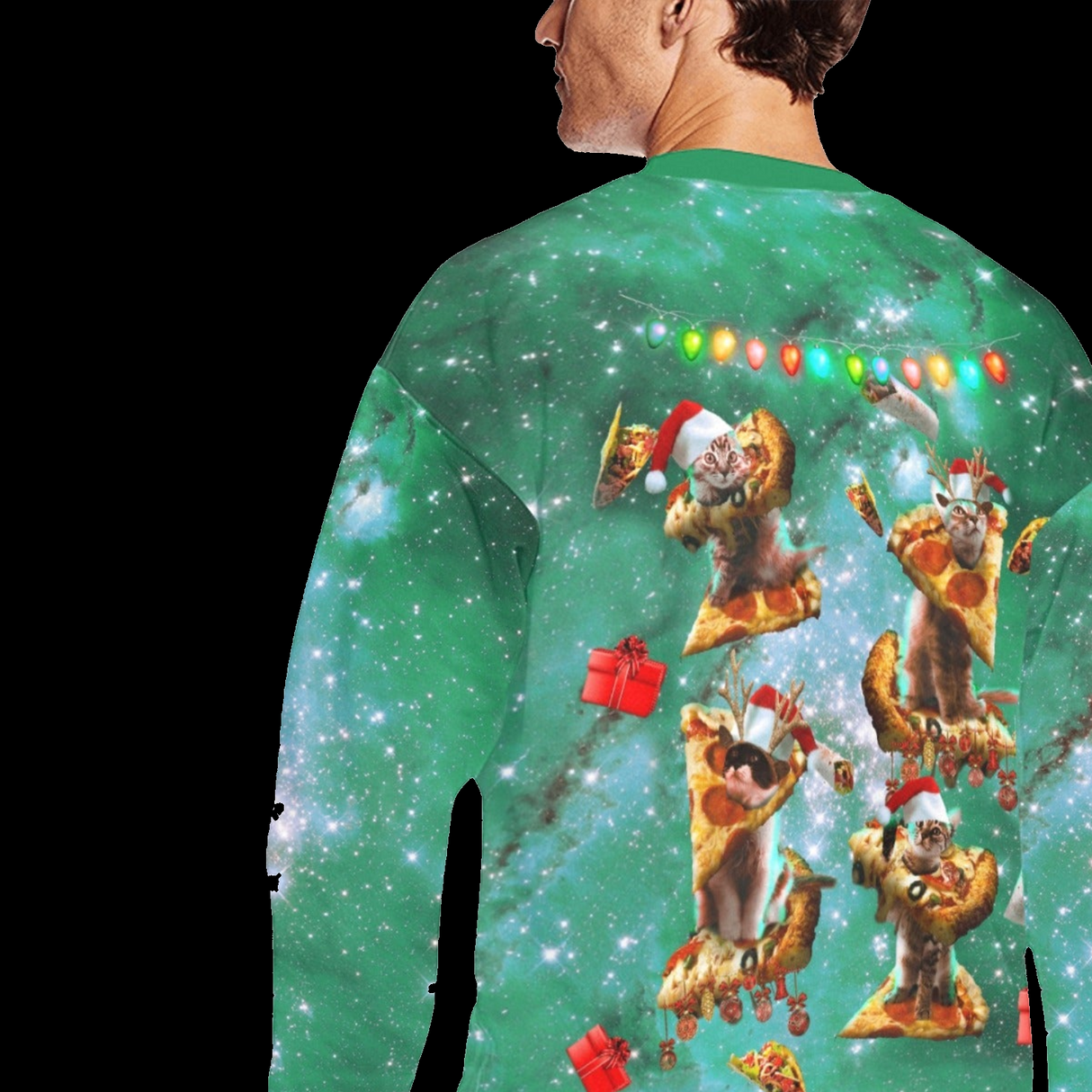 Galaxy Pizza Cat Ugly Christmas Sweater