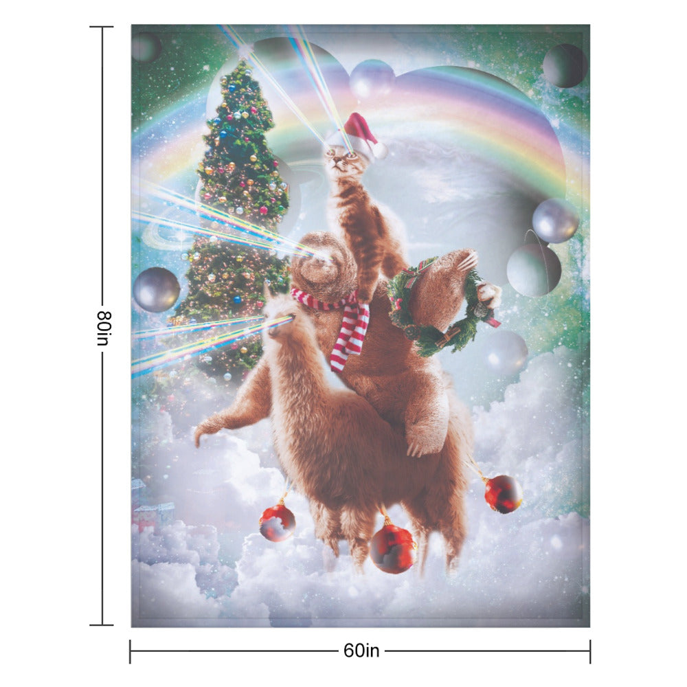 Christmas Cat Sloth Llama Throw Blanket