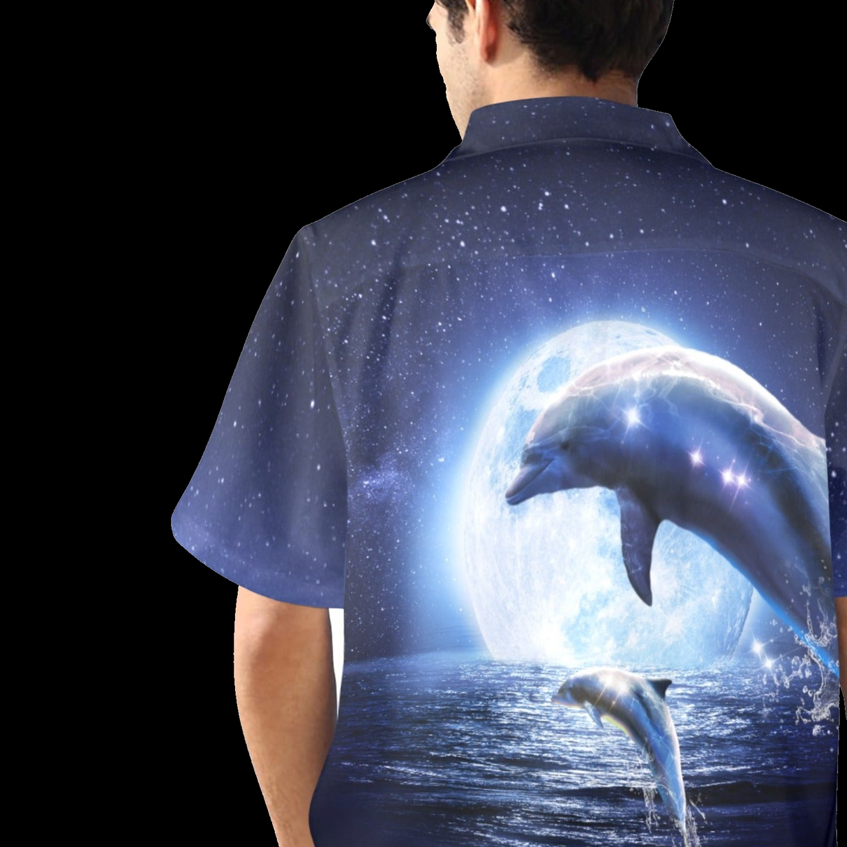Moon Dolphin Hawaiian Shirt - Ocean Vacation Button-Up