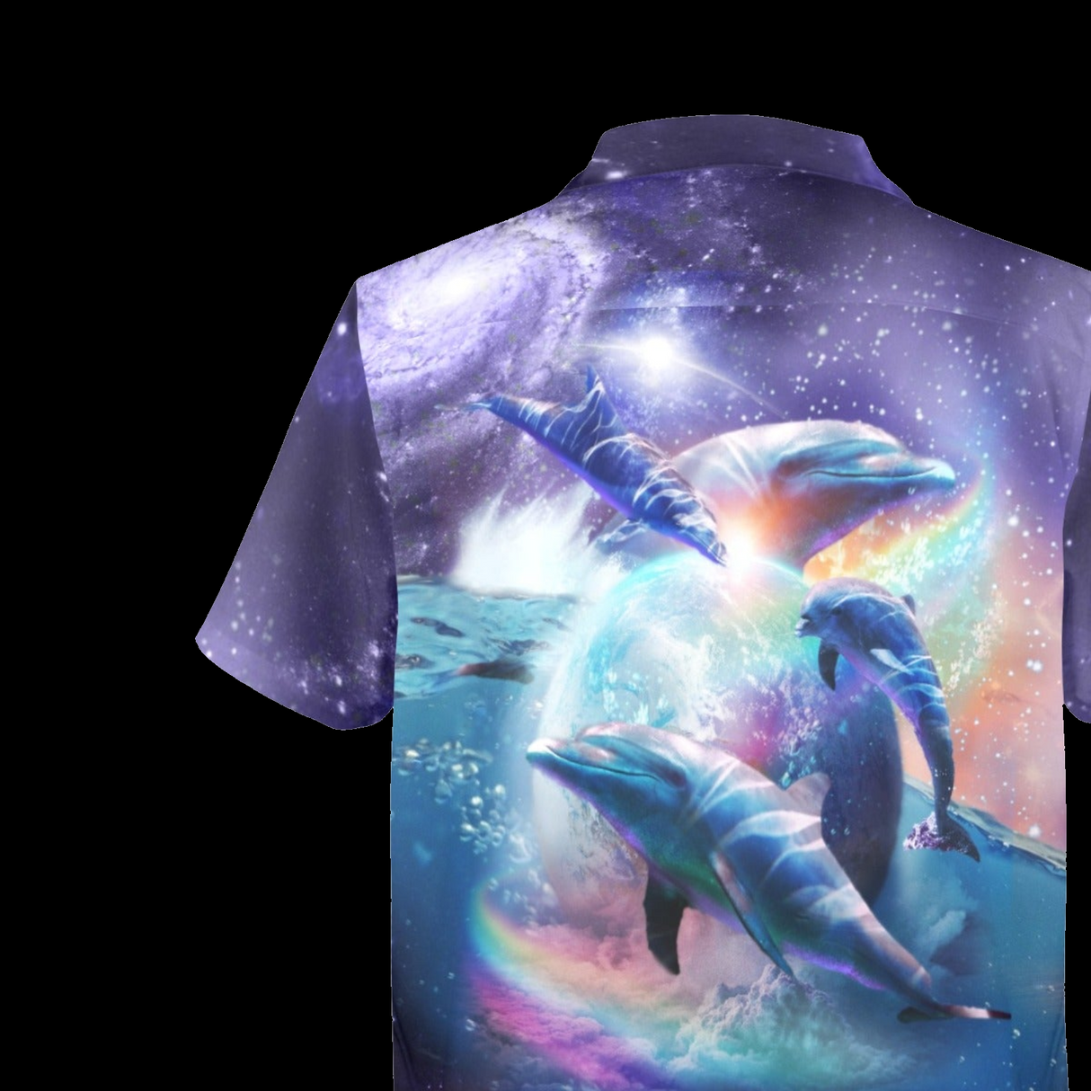 Space Dolphin Vacation Shirt - Galaxy Ocean Hawaiian Button-Up
