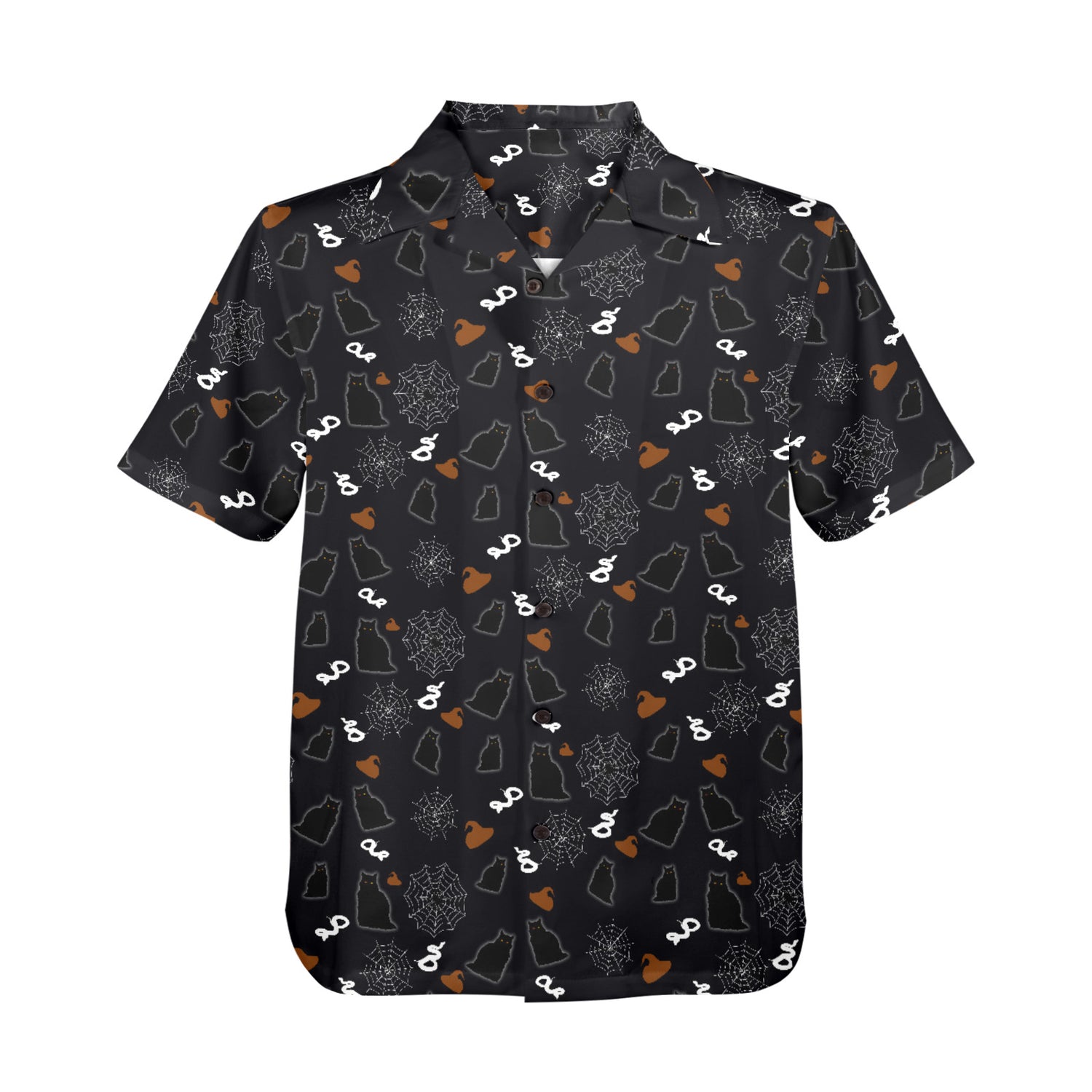 Black Cat Halloween Hawaiian Shirt | Button Up Down Shirt