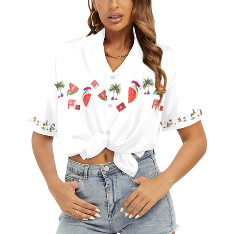 Women's Christmas in July Hawaiian Guayabera Shirt