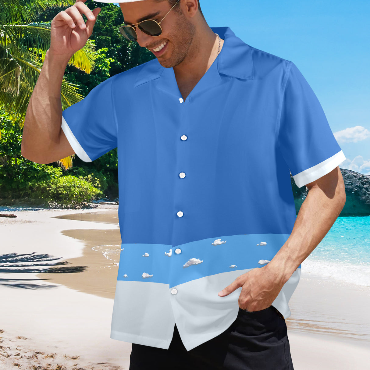 Clouds Vacation Shirt - Dreamy Sky Hawaiian Button-Up