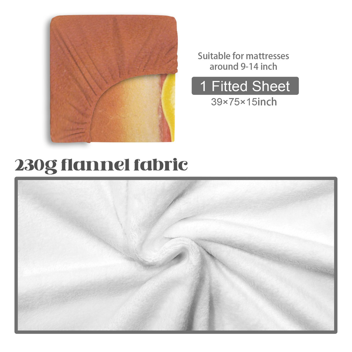 Giant Hot Dog Twin Fitted Sheet – Funny Bedding, 39 x 75 x 15 in