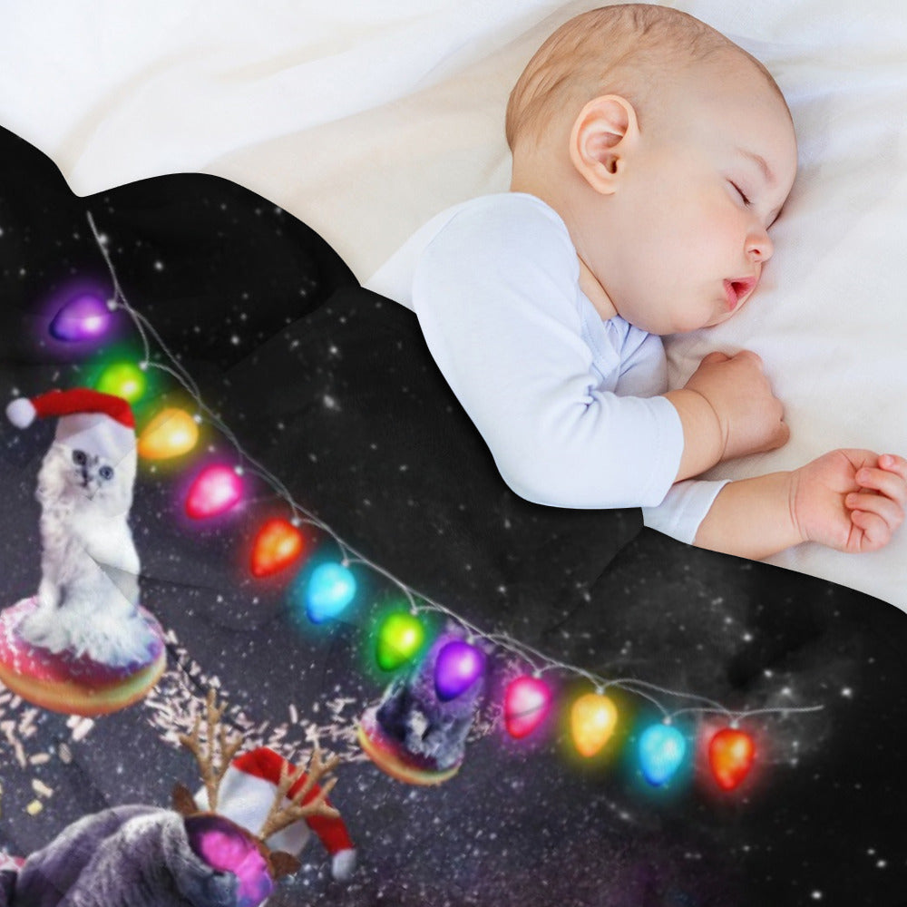 Space Cat Christmas Throw Blanket