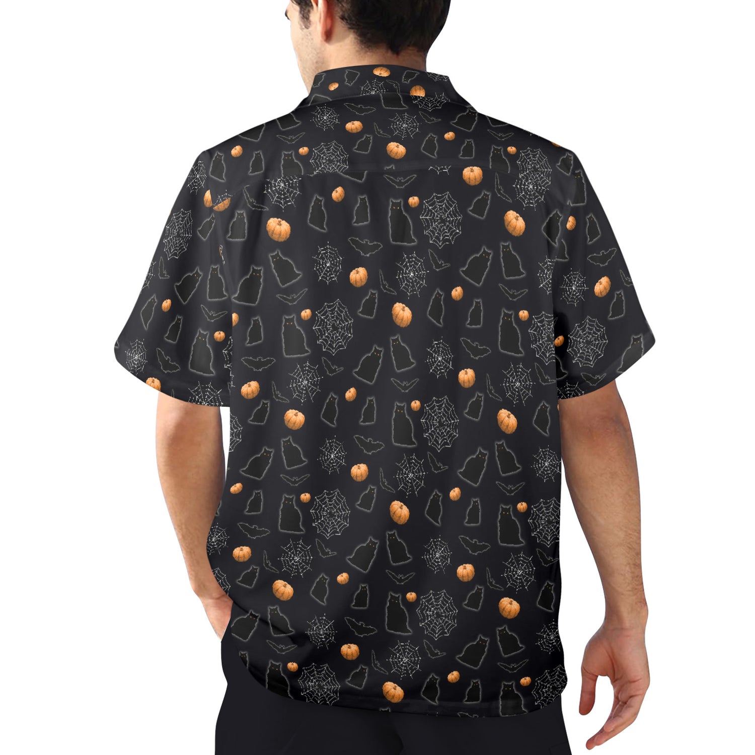 Black Cat Halloween Hawaiian Shirt | Button Up Down Shirt