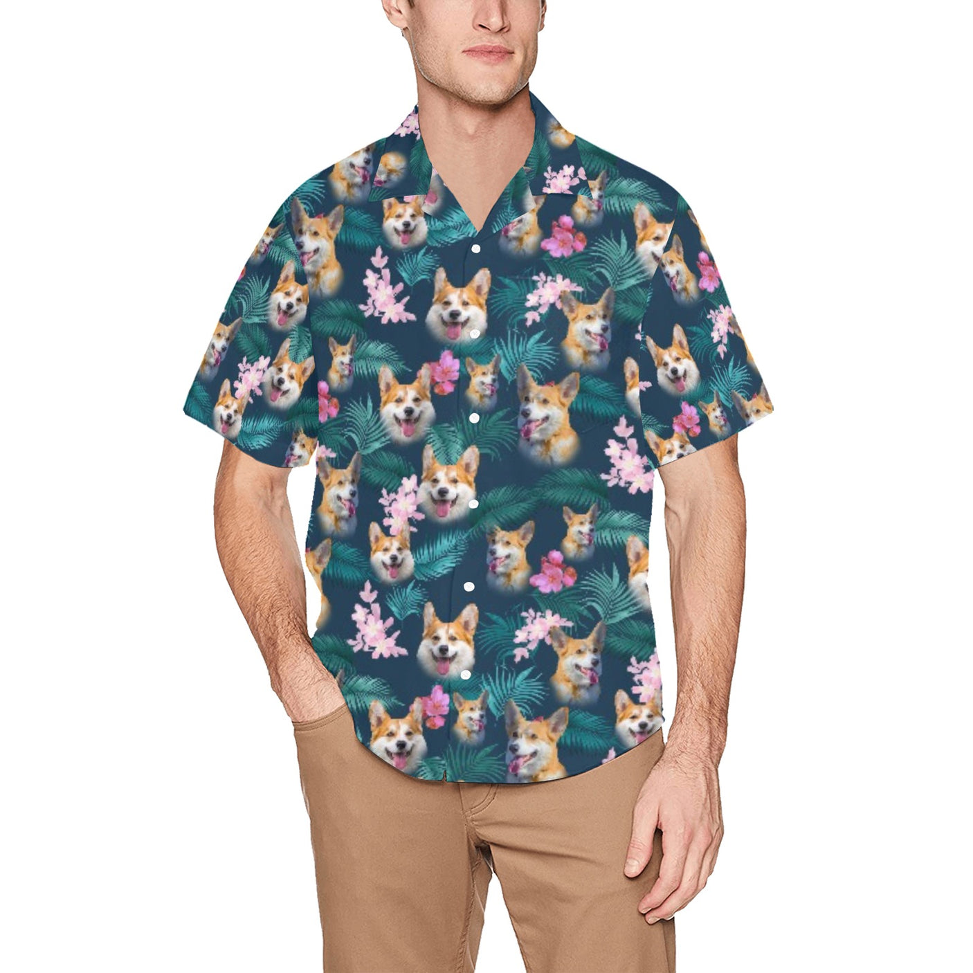 Corgi Hawaiian Shirt | Dog  Button Up Down Shirt