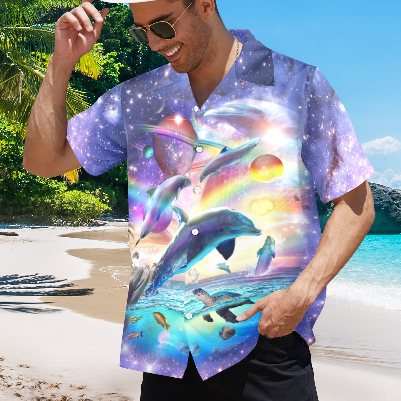 Rainbow Dolphin Hawaiian Shirt