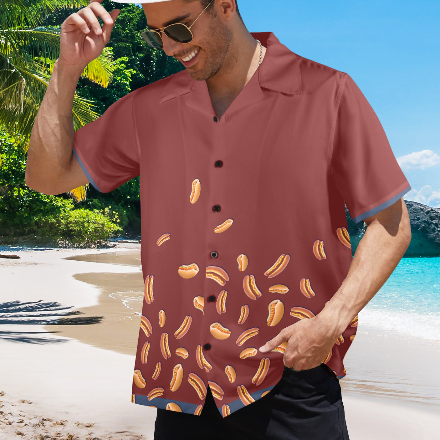 Hot Dog Hawaiian Shirt | Button Up Down Shirt