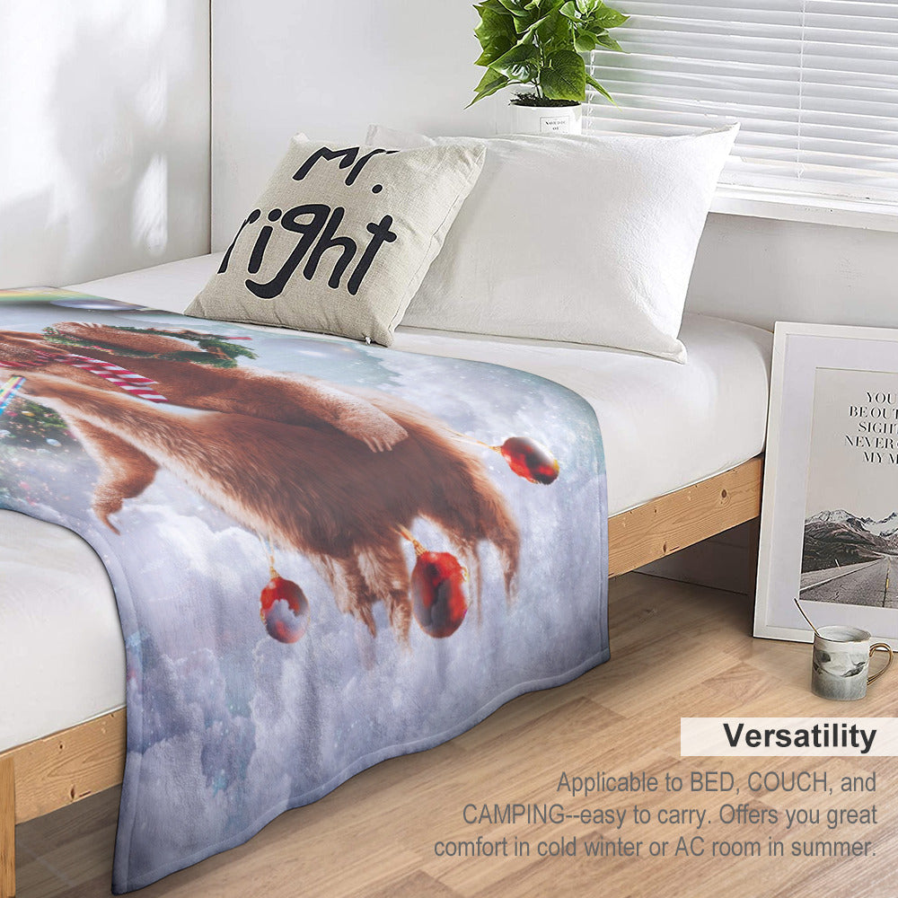 Christmas Cat Sloth Llama Throw Blanket