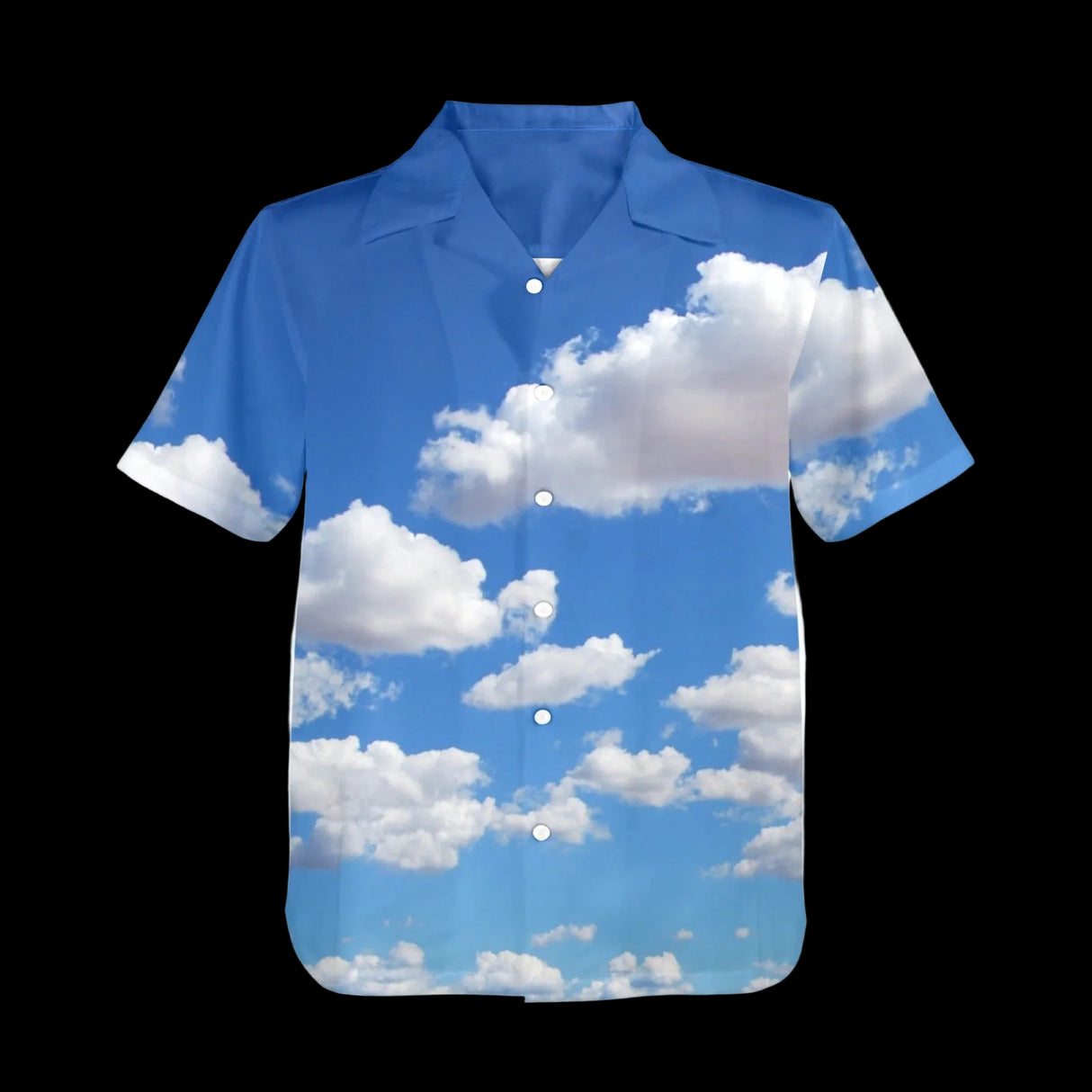 Cloud Print Hawaiian Shirt - Breezy Vacation Button-Up