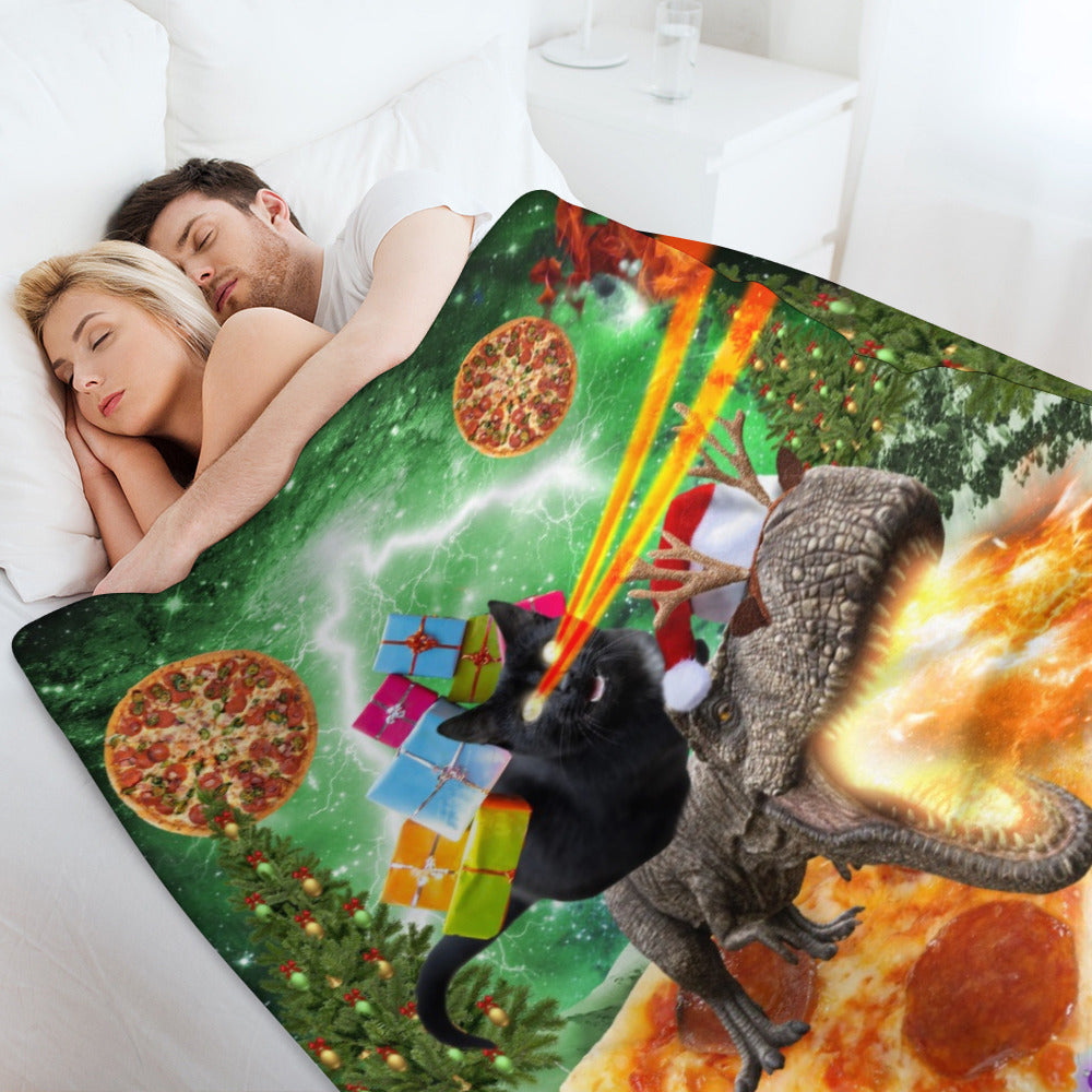 Cat Dinosaur Christmas Throw Blanket
