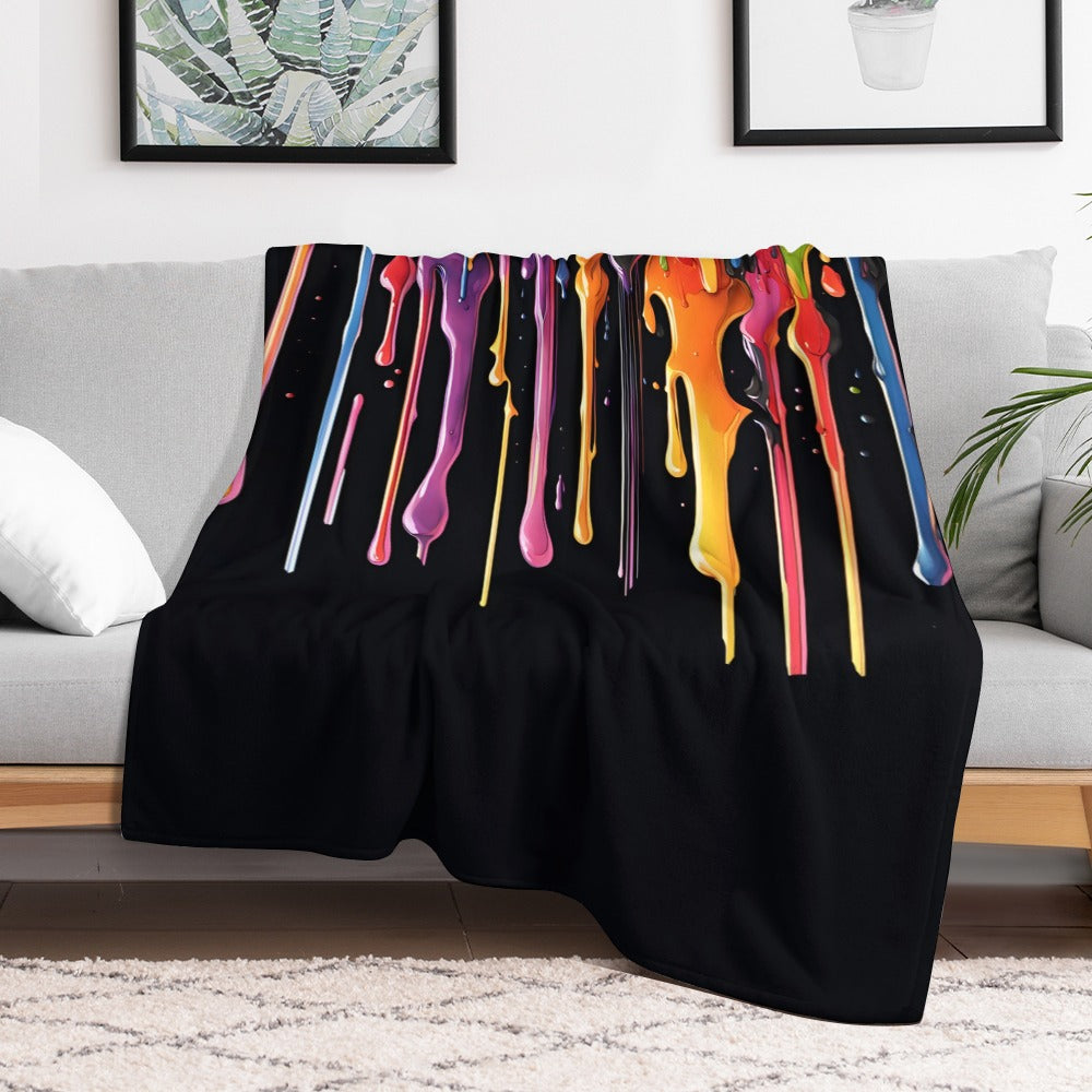Rainbow Paint Drip Throw Blanket