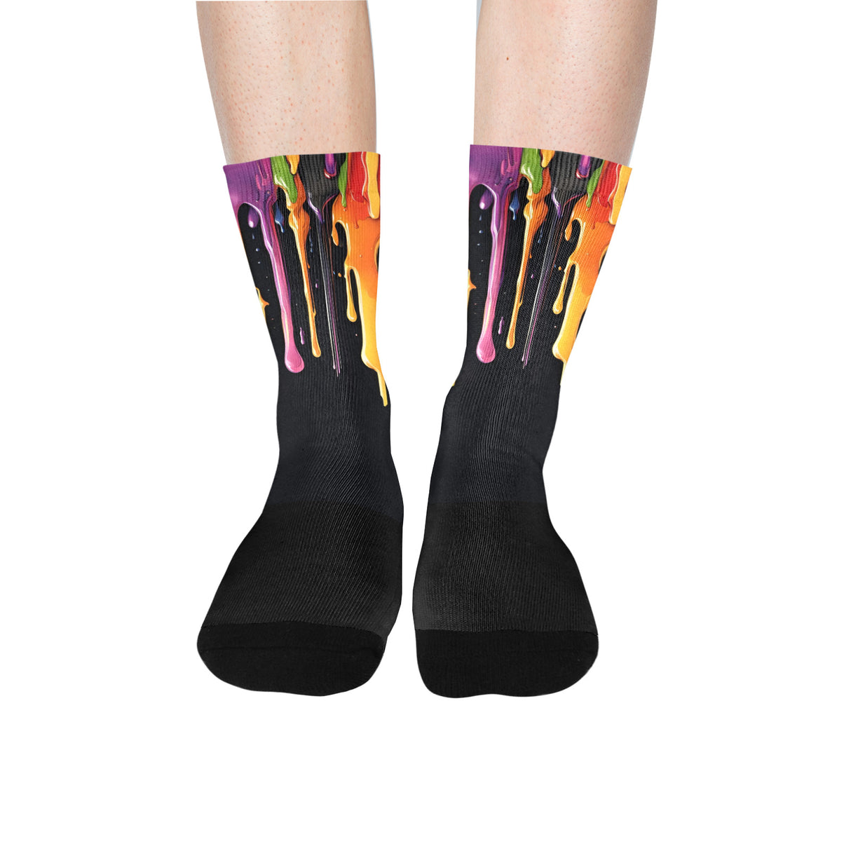 Rainbow Paint Drip Socks