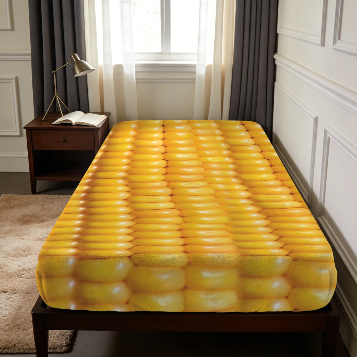 Corn Cob Twin Fitted Sheet – Funny Bedding, 39 x 75 x 15 in