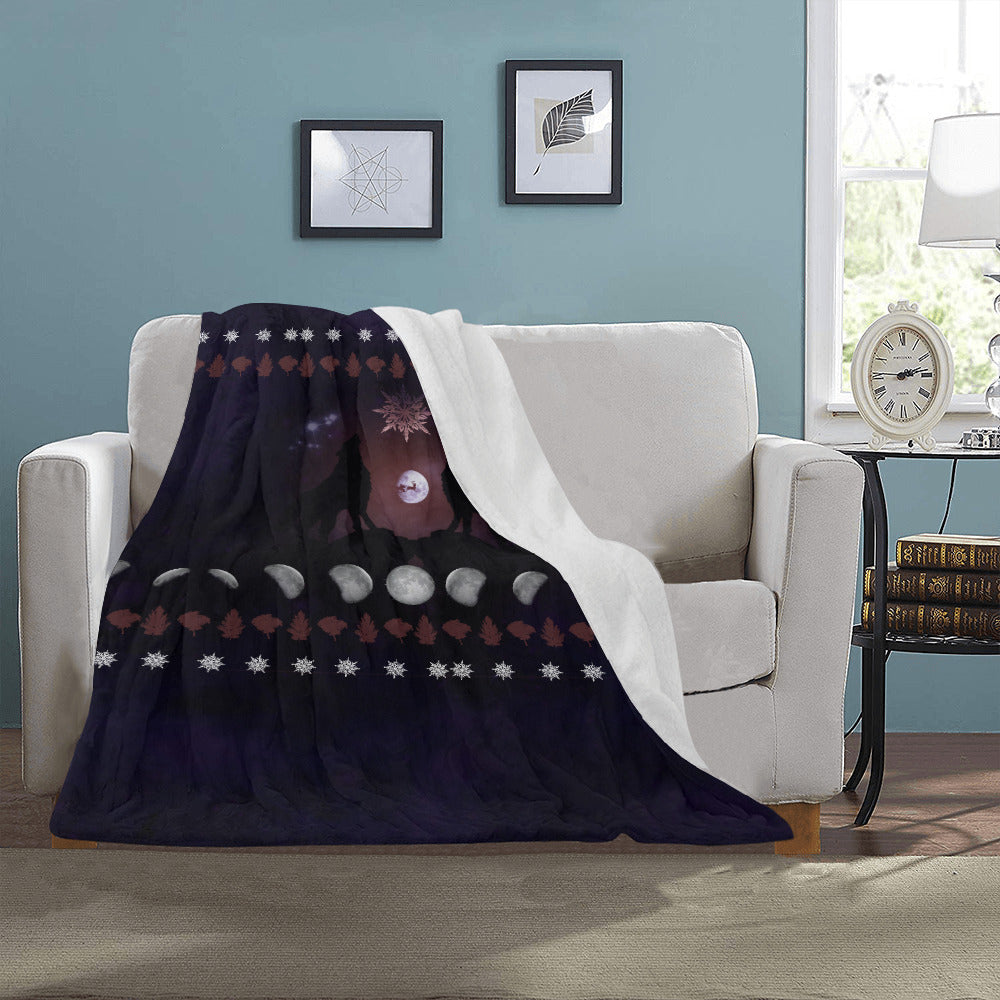 Moon Wolf Christmas Throw Blanket
