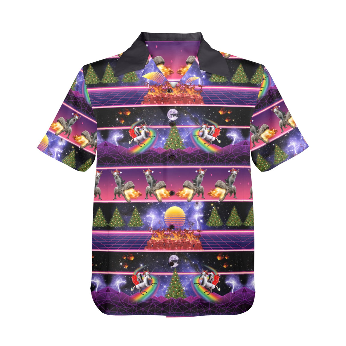 Cat Unicorn Dinosaur, Ugly Christmas in July Hawaiian Shirt