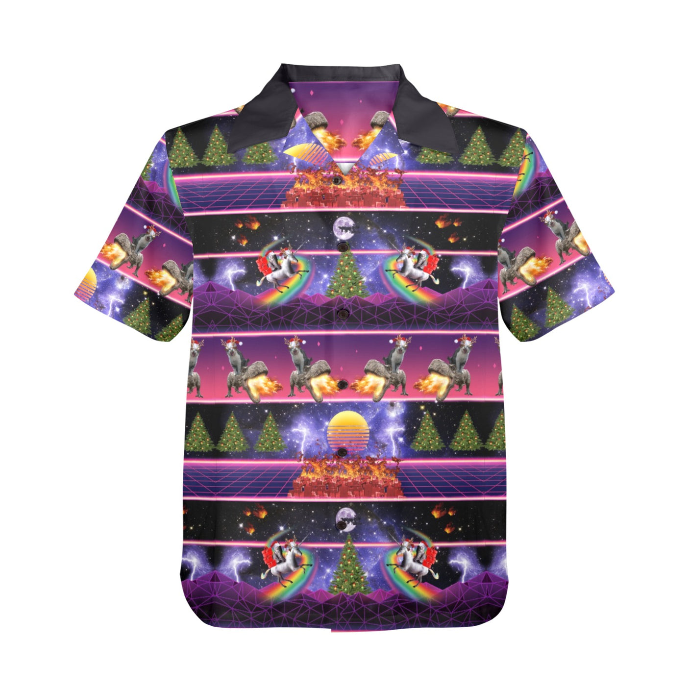 Cat Unicorn Dinosaur, Ugly Christmas in July Hawaiian Shirt