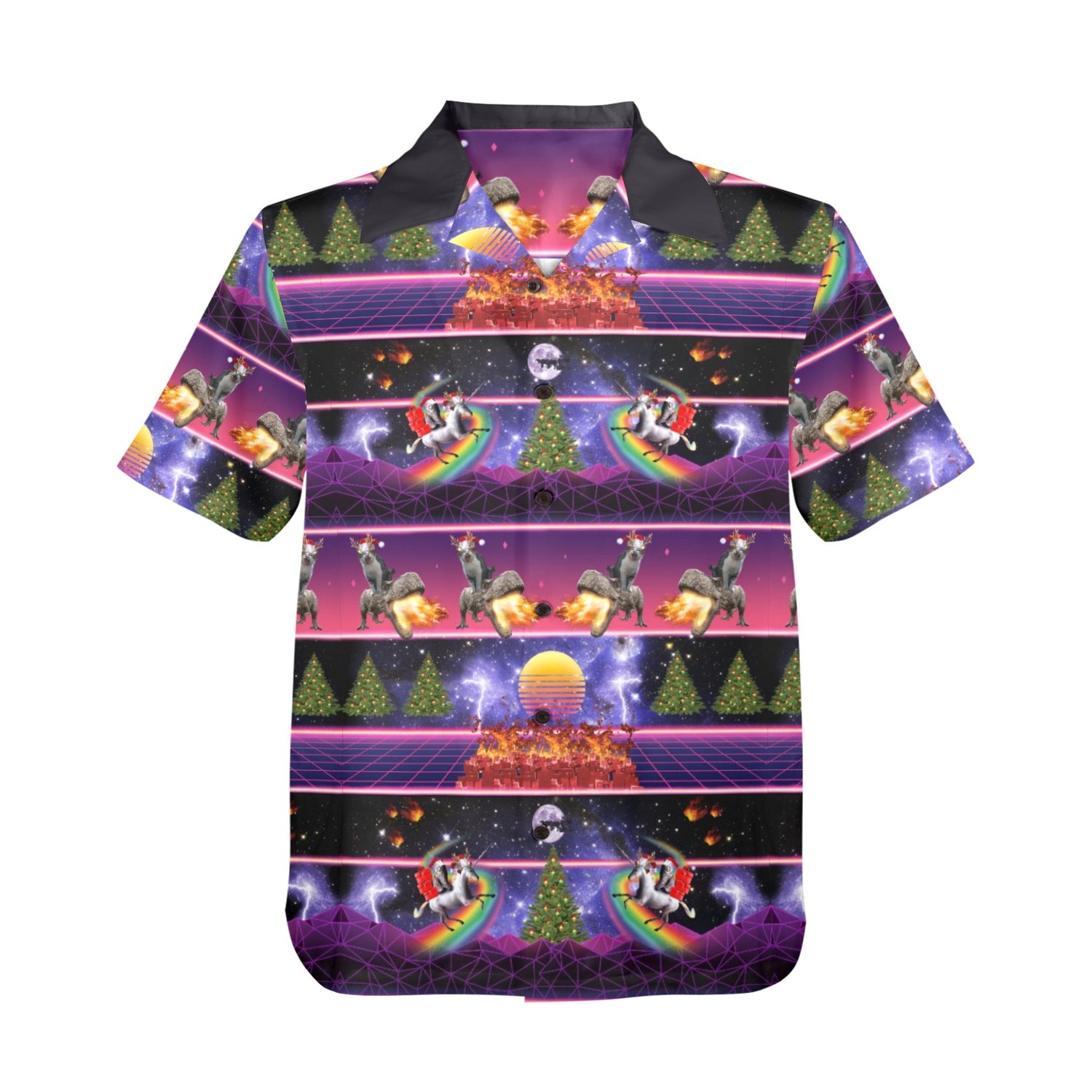 Cat Unicorn Dinosaur, Ugly Christmas in July Hawaiian Shirt