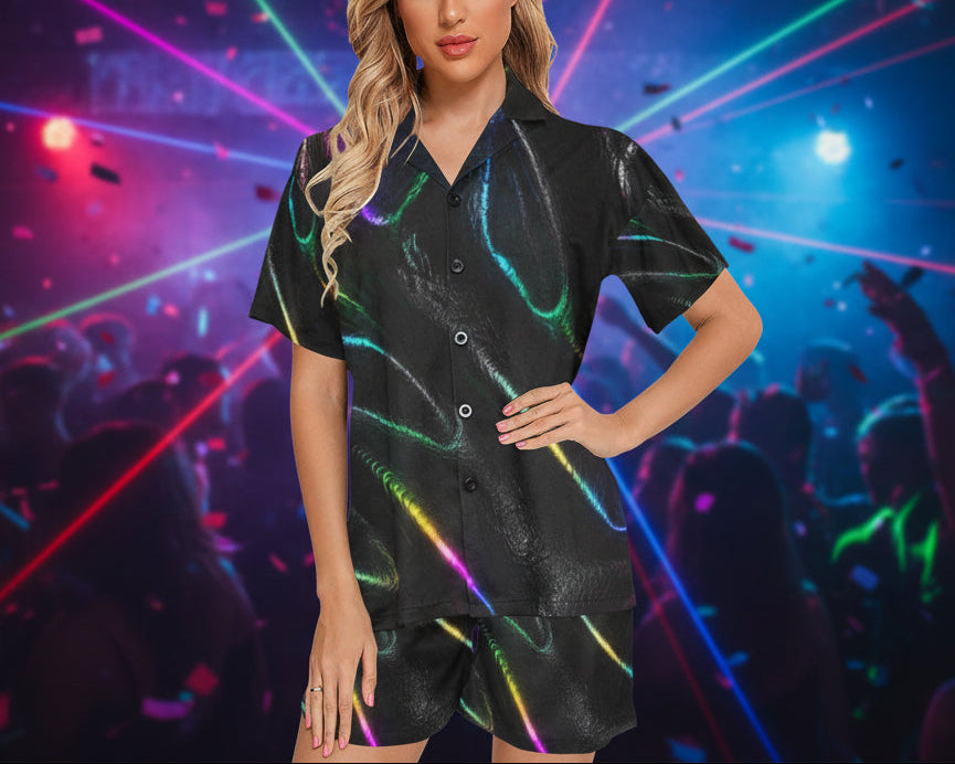 Flurescent Black Rainbow Costume Pajama Set