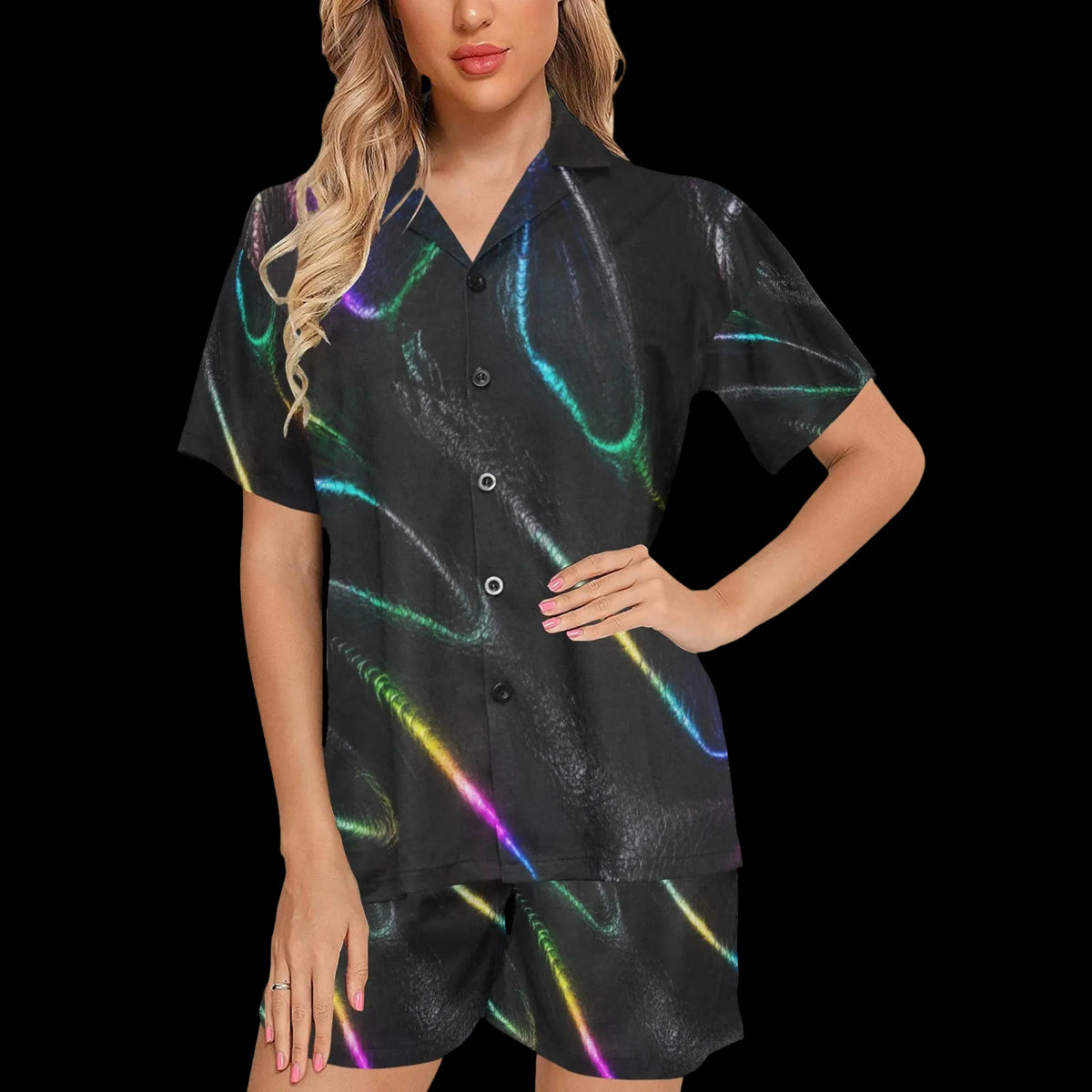 Flurescent Black Rainbow Costume Pajama Set
