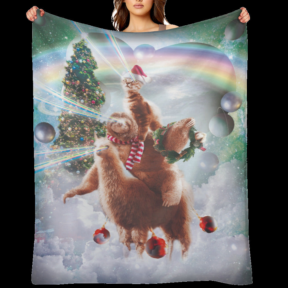Christmas Cat Sloth Llama Throw Blanket - Funny Holiday Gift