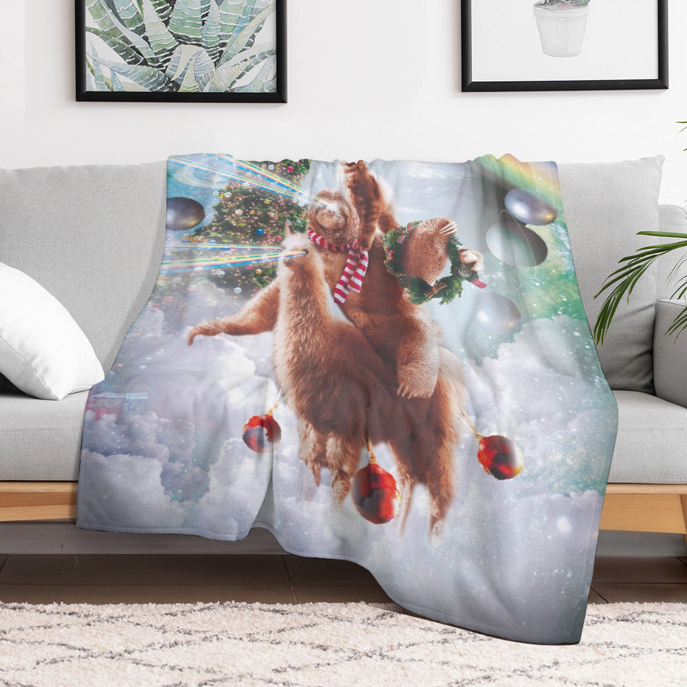 Christmas Cat Sloth Llama Throw Blanket
