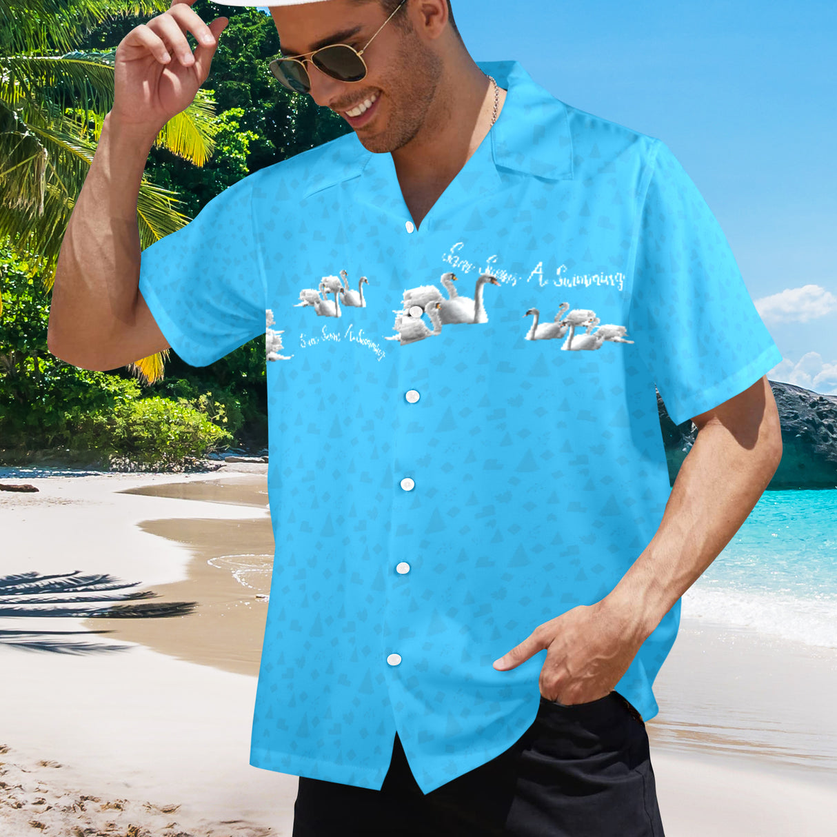 Swans Swimming 12 Days of Christmas Hawaiian Shirt | Button Up Down Shirt