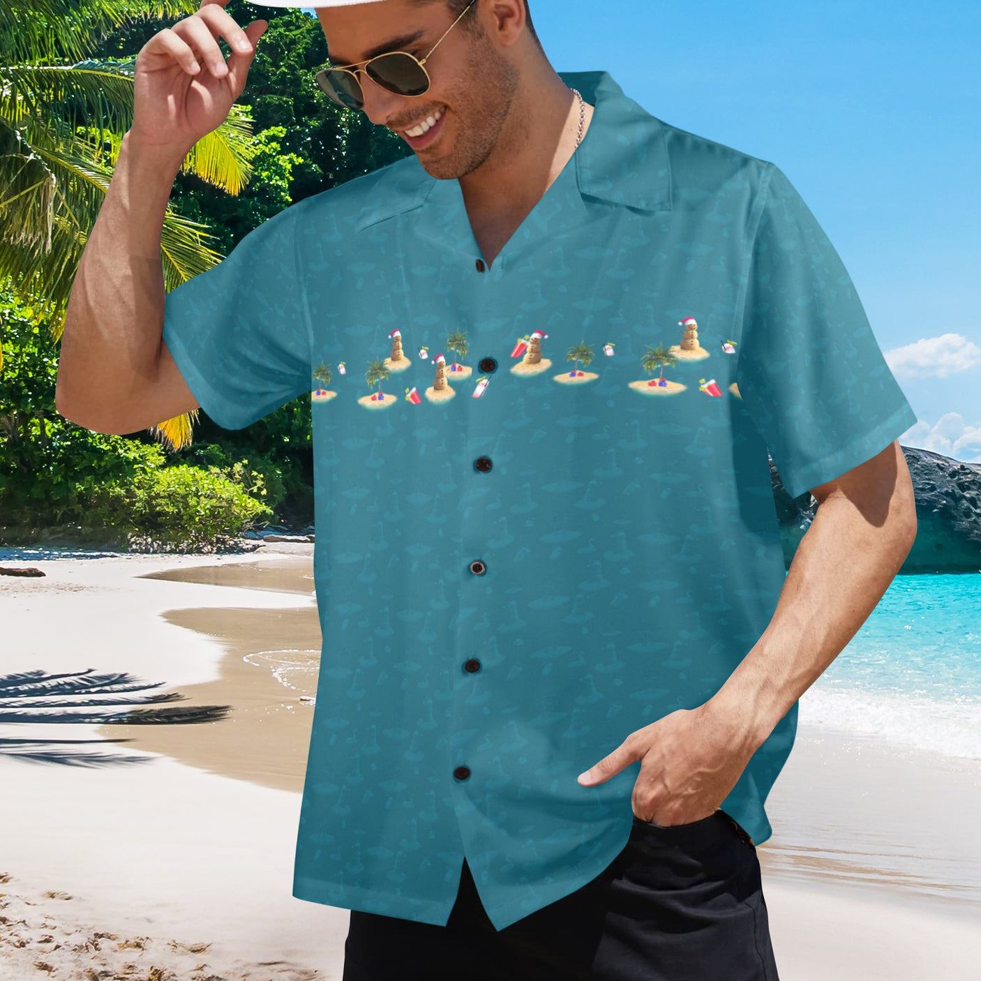Christmas in July Vacay Hawaiian Guayabera Shirt