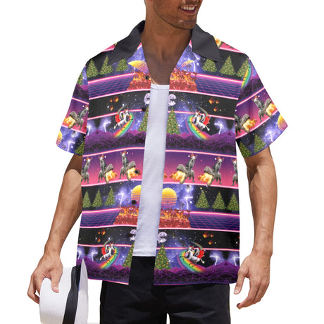 Cat Unicorn Dinosaur, Ugly Christmas in July Hawaiian Shirt