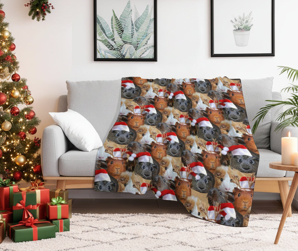 Guinea Pig Christmas Throw Blanket
