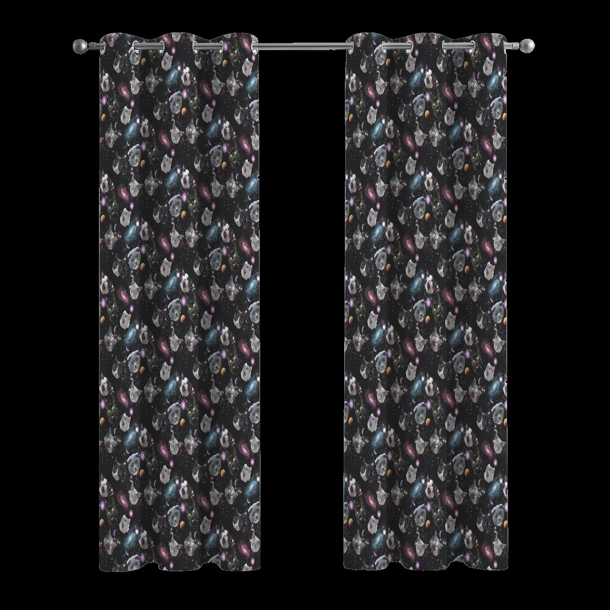 Space Cat Galaxy Curtains – Galaxy Grommet Set, 52 x 84 in