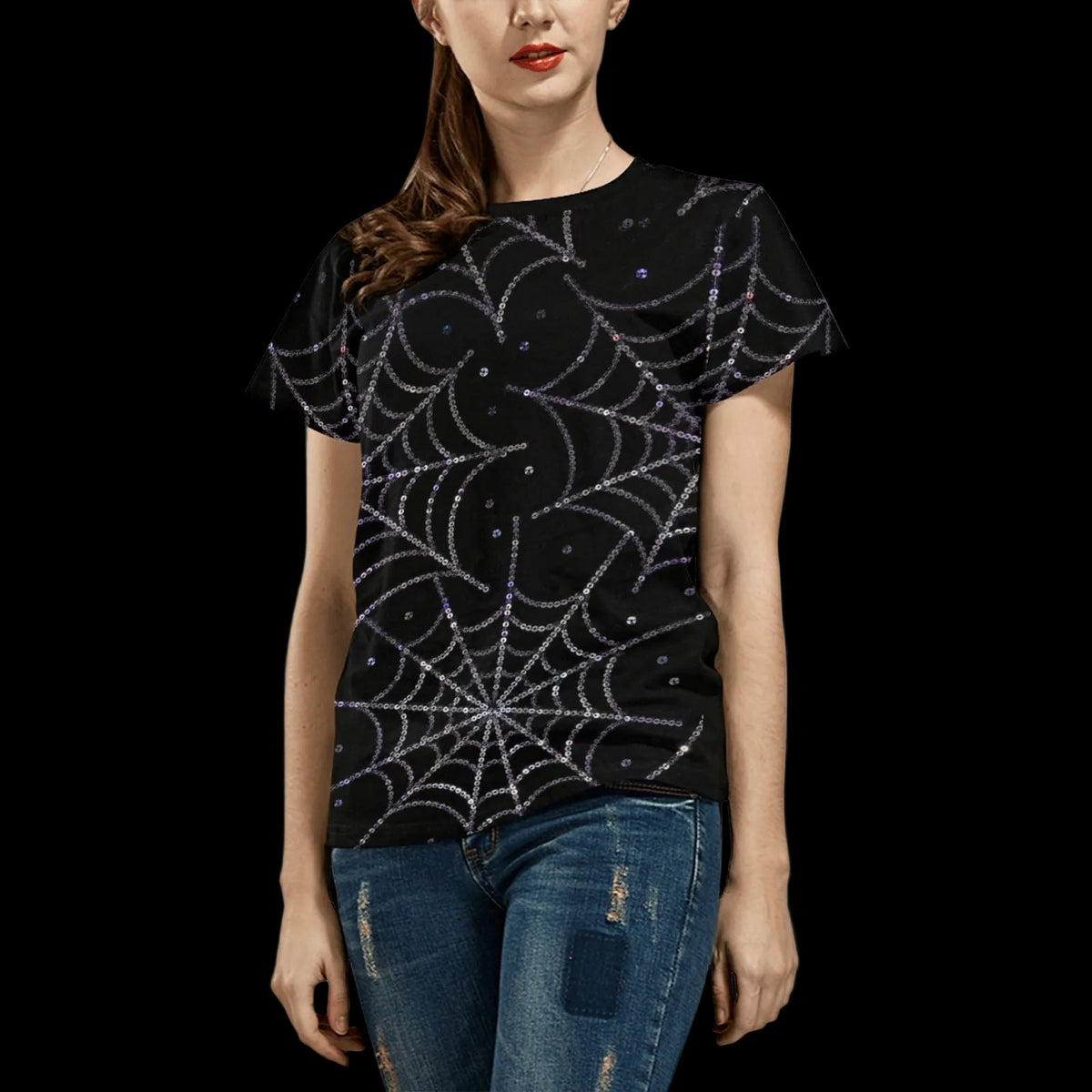 Glossy Spider Web Costume Shirt for Women