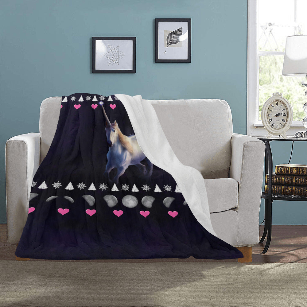 Moon Unicorn Christmas Throw Blanket