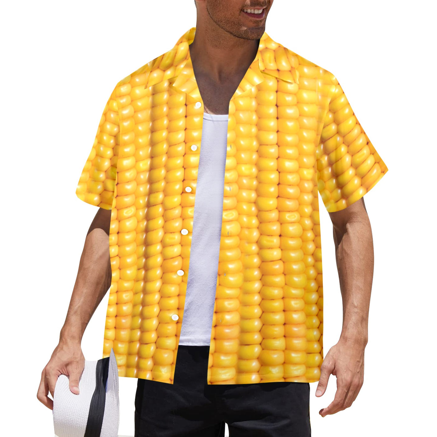 Corn Cob Hawaiian Shirt | Dog Button Up Down Shirt