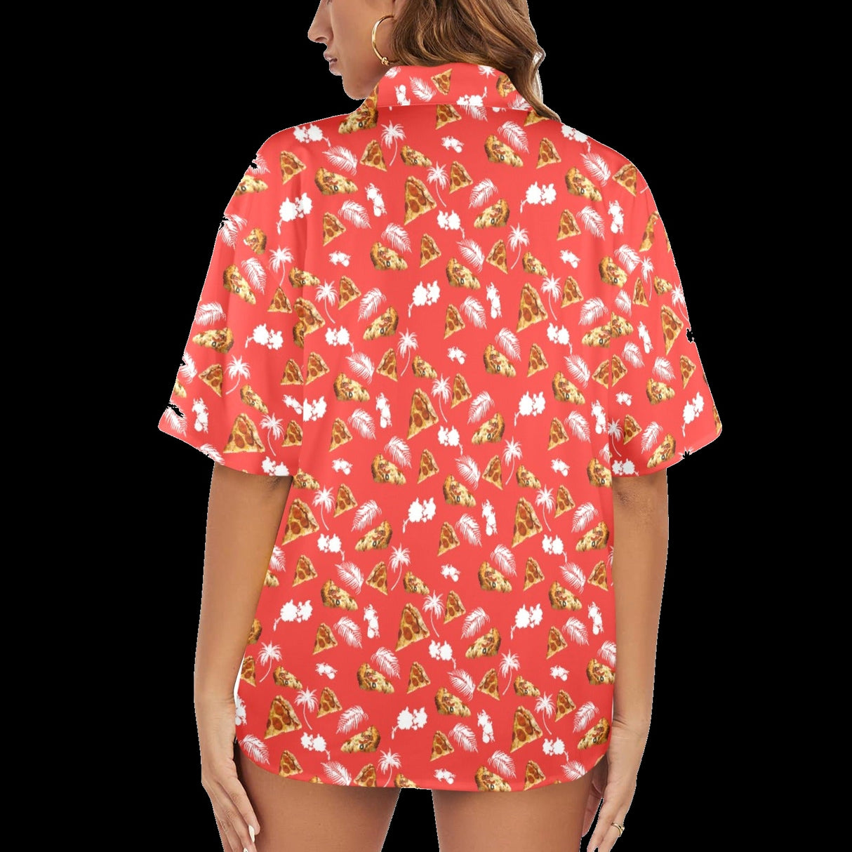 Women's Pizza Hawaiian Shirt - Funny Food Button-Up