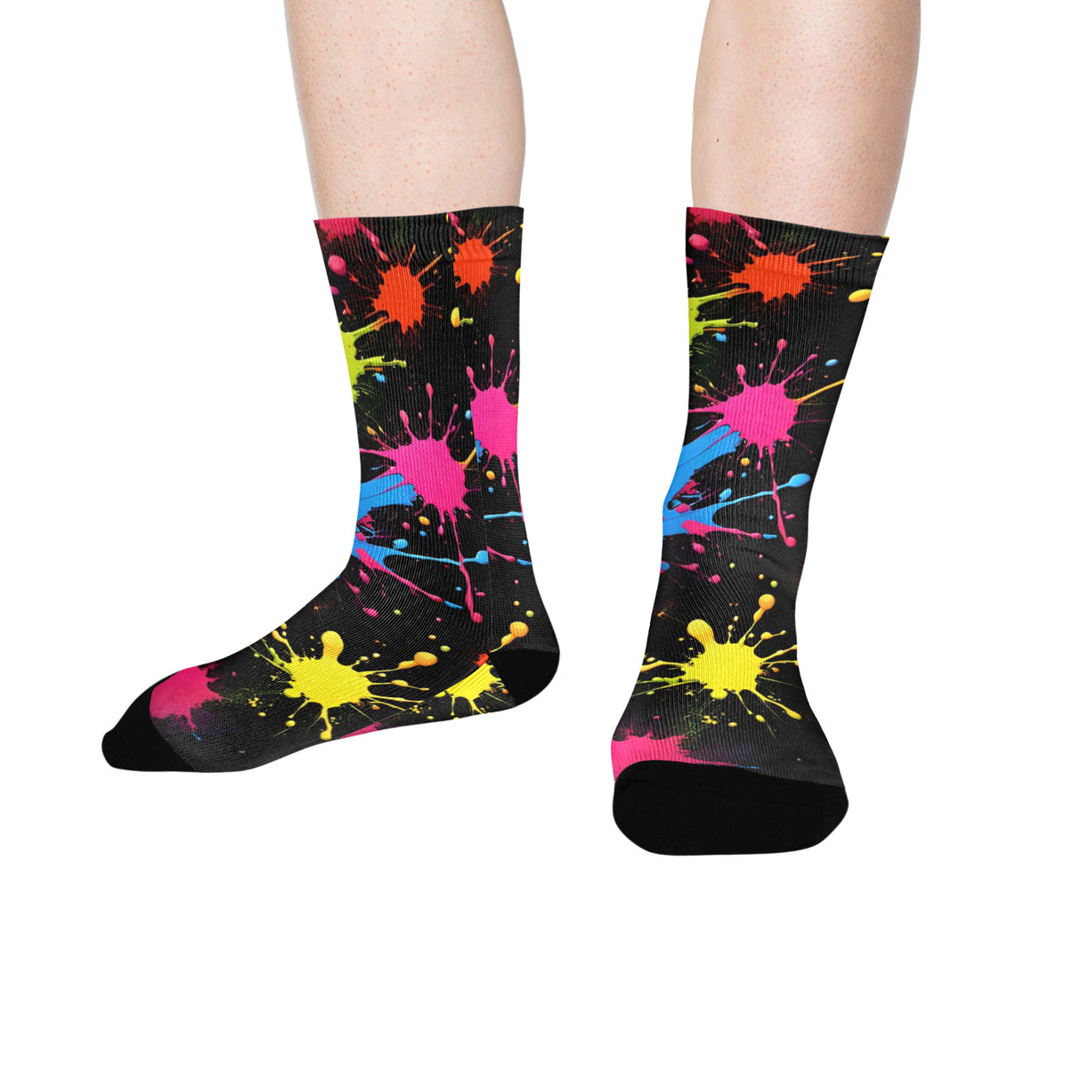Rainbow Paint Splatter Socks