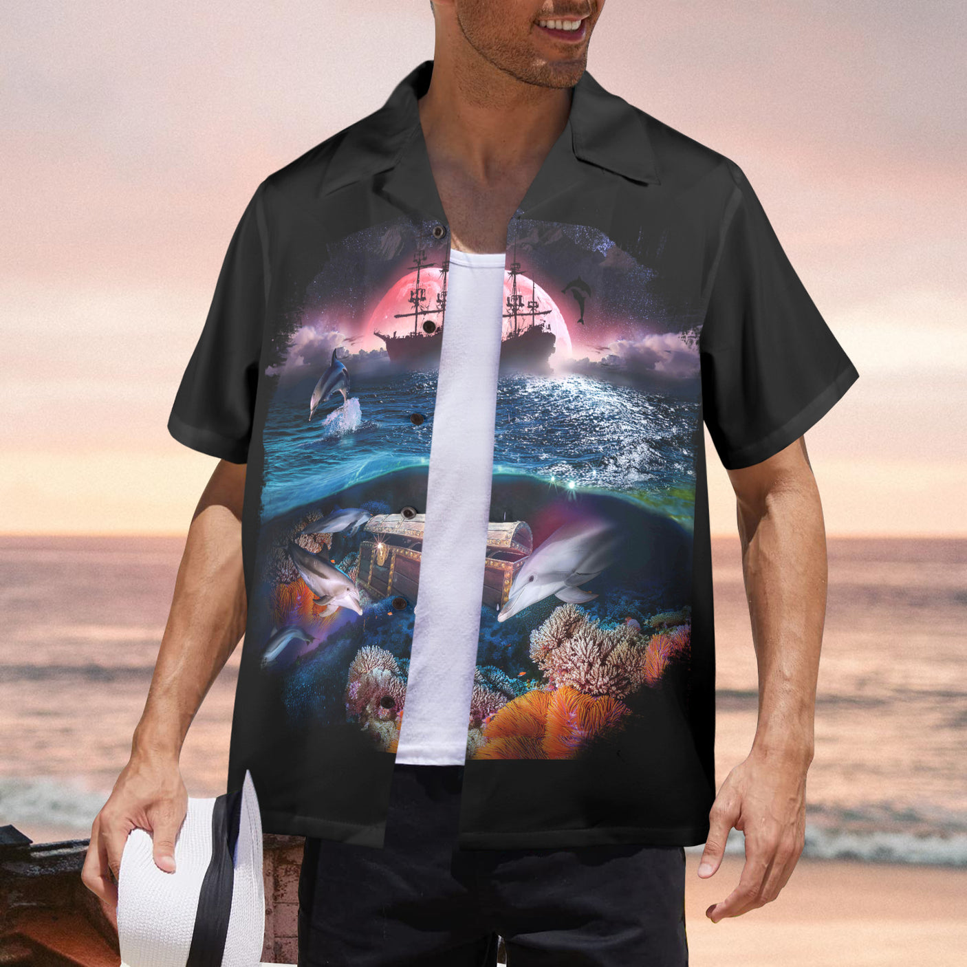 Dolphin Hawaiian Shirt | Button Up Down Shirt