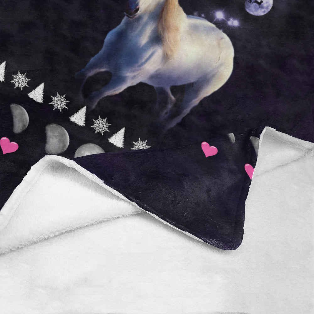 Moon Unicorn Christmas Throw Blanket