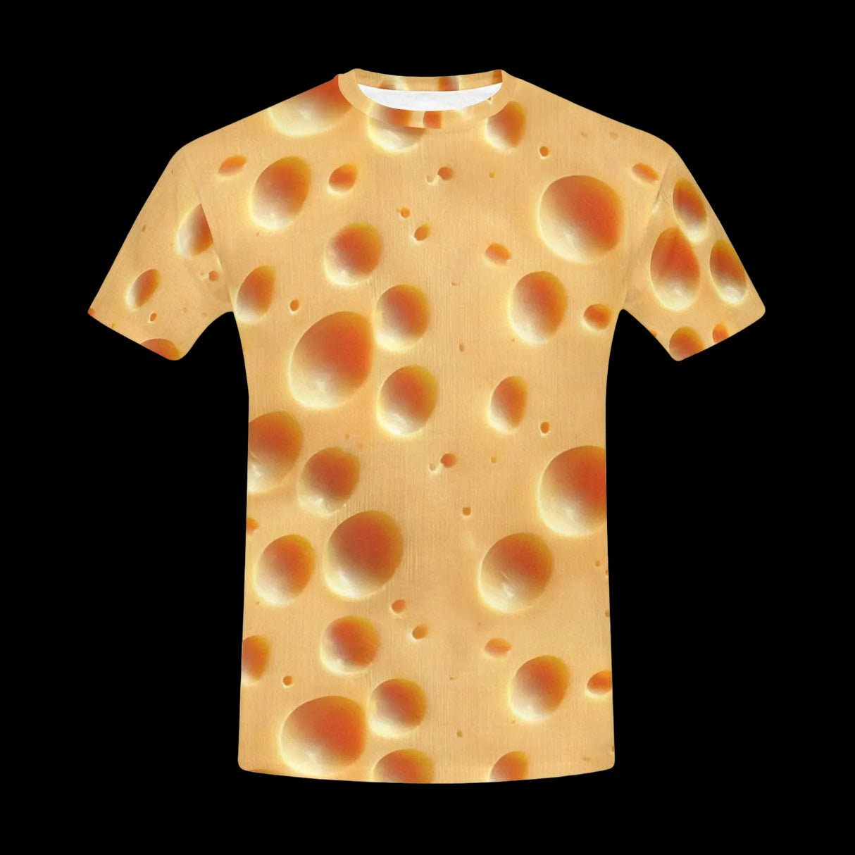 Photoreal Swiss cheese pattern with rounded holes on men's t-shirts